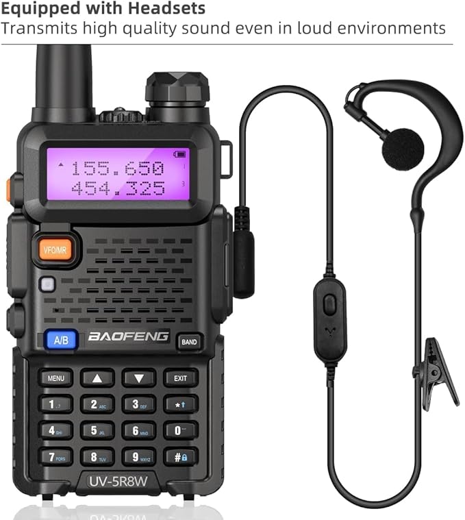 Baofeng UV-5R 8W Ham Radio Long Range UV5R Dual Band Handheld Two Way Radio Walkie Talkies with 1800mAh Li-ion Battery and Earpiece for Hunting Survival Gear