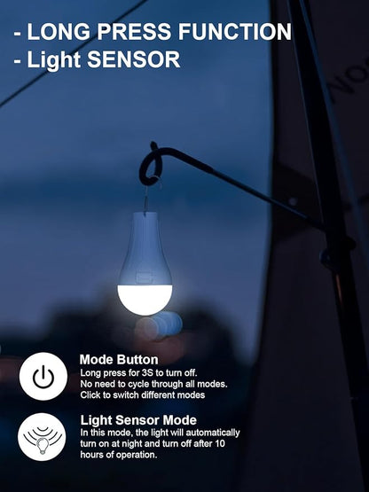 LED Tent Lights Rechargeable Camping Light Bulbs, Gifts for Men Dad Grandpa, 2-Pack Waterproof LED Tent Lamp with 4 Lighting Modes for Outdoor Camping Hiking Hurricane
