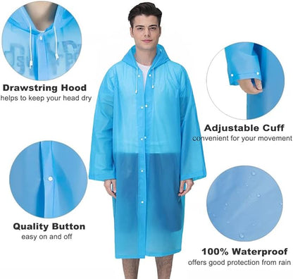 Rain Ponchos Raincoats for Adults Women Men, Reusable 2 Pack Rain Jacket Coats with Hood for Family Disney Camping Hiking