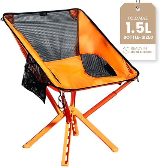 Campster2 Folding Camping Chair – Ultra Lightweight & Compact - Backpack Chair - 265 lbs Capacity – Comfortable Folding Chair with Carrying Bag - Ideal for Beach, Hiking, & Outdoor Use, Orange