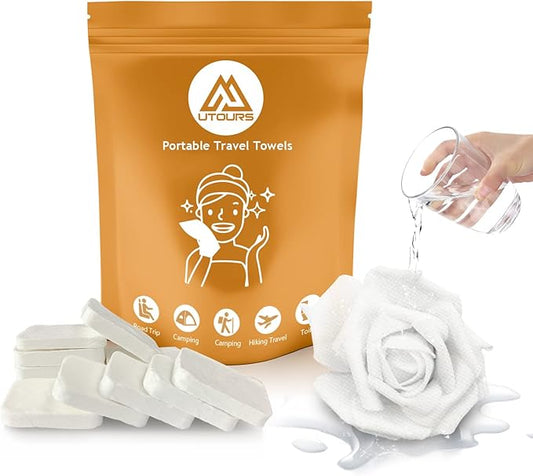 10PCS Compressed Towels, Reusable Toilet Paper Tablets Coin Tissues Camping Wipes, Portable Towels for Home Beauty and Outdoors Hiking