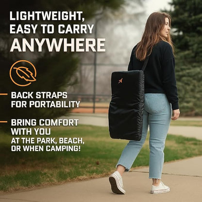 Heated Stadium Seats for Bleachers with Back Support – USB Battery Included - Upgraded 3 Levels of Heat - Foldable Chair - 4 Pockets and Cup Holder - for Camping Sports (20" inch Heat on seat)
