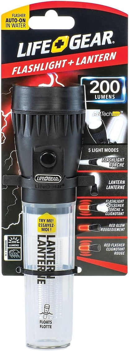 Life+Gear AR-TECH Stormproof Floating Flashlight + Lantern, Black ,200 Lumens