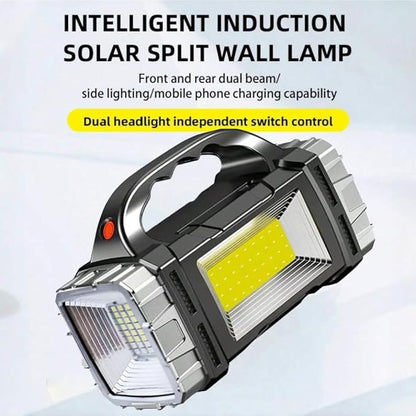 Solar Handheld Flashlights Spotlight Updated Rechargeable Double-Headed High Lumens Camping Essentials Lantern, 2 Light Modes Portable Searchlight
