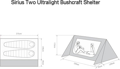 Sirius Two Ultralight Backpacking Tent, 2 Person Trekking Pole, Waterproof, Compact, Single Wall, Bushcraft Shelter for Camping, Hiking, Kayaking