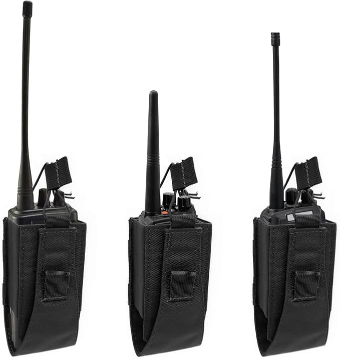 1000D Nylon Tactical Radio Holder Radio Case Radio Pouch Military Molle Radio Walkie Talkie Holder Bag Hunting Magazine Pouches Pocket for Two Ways Walkie Talkies Compatible (Black)