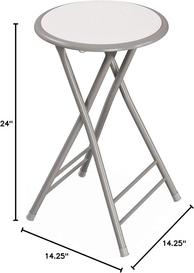 Lavish Home Set of 2 Counter Height Bar Stools - 24-Inch Backless Folding Chairs with 225lb Capacity for Kitchen, Rec Room, or Game Room (White)