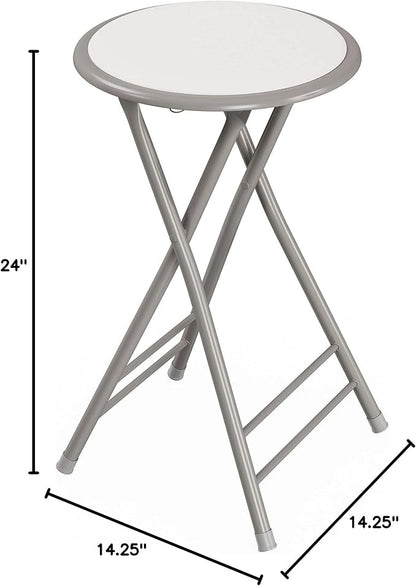 Lavish Home Set of 2 Counter Height Bar Stools - 24-Inch Backless Folding Chairs with 225lb Capacity for Kitchen, Rec Room, or Game Room (White)