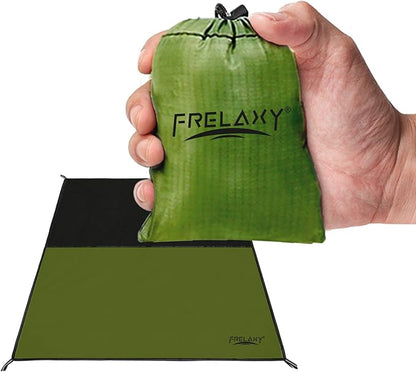 Frelaxy Pocket Picnic Blanket, Waterproof Beach Blanket, Compact Camping Blanket, Lightweight Outdoor Blanket for Beach Festival Camp Picnic Hiking Travel, 35'' x 57'', Army Green