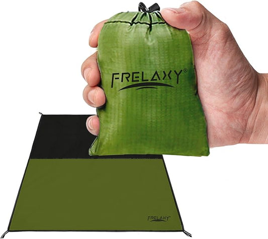 Frelaxy Pocket Picnic Blanket, Waterproof Beach Blanket, Compact Camping Blanket, Lightweight Outdoor Blanket for Beach Festival Camp Picnic Hiking Travel, 35'' x 57'', Army Green