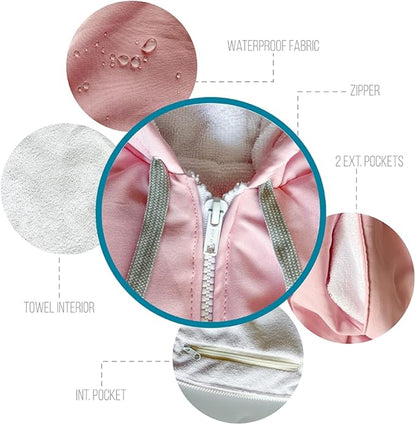 MACAR sport TOWEL swimming parka, waterproof fabric on the outside, dry jacket for kids and adults