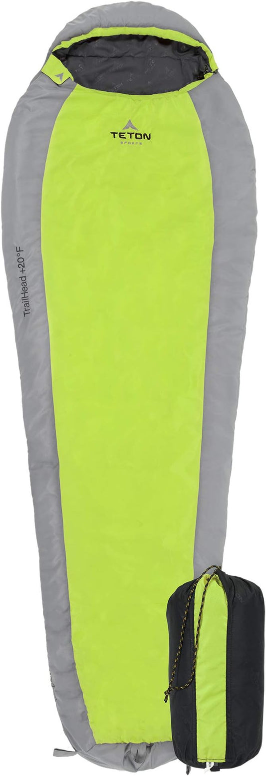 Teton 20F and 5F Degree Sleeping Bag; Lightweight, Warm Weather Mummy Sleeping Bags for Adults and Kids, Camping, Backpacking, Hiking
