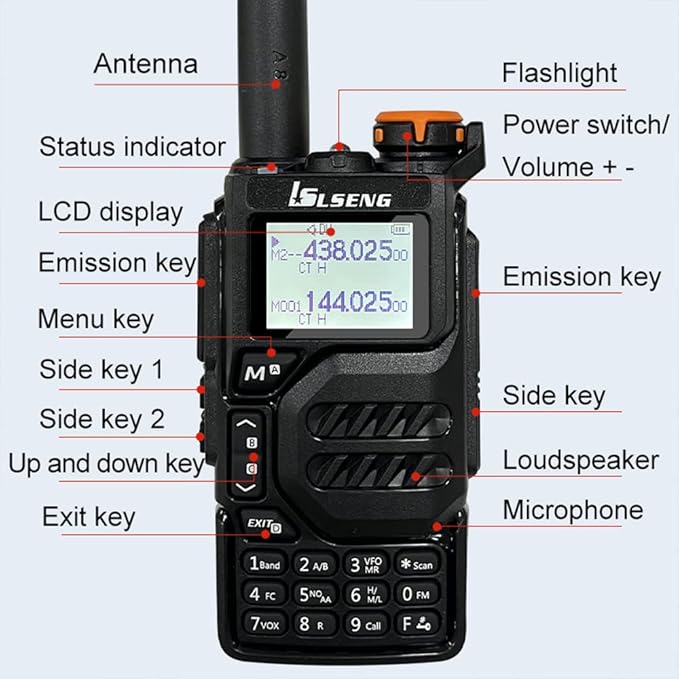 UV-K5 Long Range Portable Amateur Walkie Talkie 200Ch 5W Air Band Dual Band VHF UHF DTMF FM Scrambler Emergency Weather NOAA Wireless Frequency Copy Ham Handheld Two Way Radio(1 Pack)
