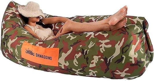 Chillbo Shwaggins Inflatable Couch – Cool Inflatable Chair Easy Setup is Ideal for Hiking Gear, Beach Chair and Music Festivals or Dad Gifts