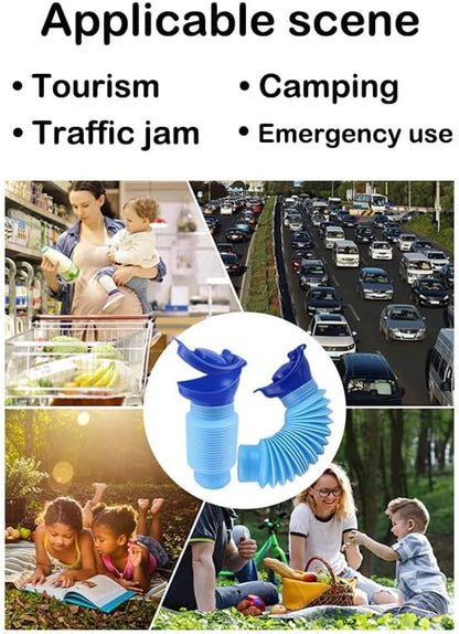 Portable Mini Outdoor Camping Travel Shrinkable Personal Mobile Toilet Bottle,Unisex Adjustable Emergency Urinal Portable Toilet for car 750ml (Blue)