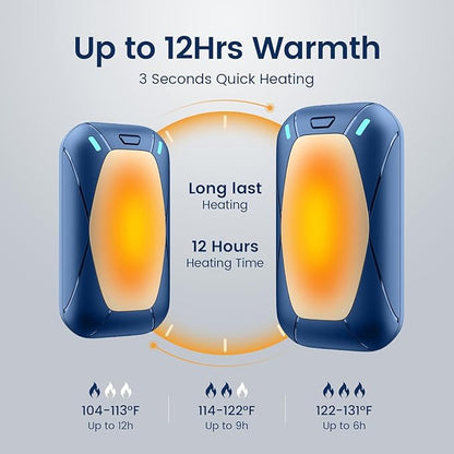 Hand Warmers Rechargeable, 2 Pack Magnetic Electric Hand Warmers, 6000mah Max 12Hrs Quick Charge Portable Hand Warmer, Great Gift for Christmas, Raynauds, Outdoors, Hunting, Golf, Camping