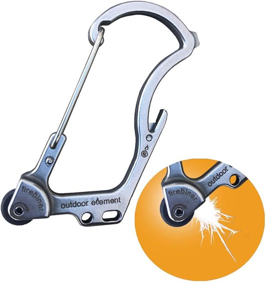 Firebiner 6-in-1 Fire-Starting Carabiner EDC Emergency Multitool -Keychain,Utility Blade,Bottle Opener,& More