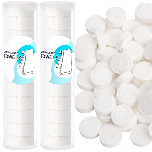100 PCS Compressed Towels Pack with 2 Carrying Cases, Portable for Home Travel Camping Outdoors and Beauty Salon (100PCS + 2 Carrying Cases)
