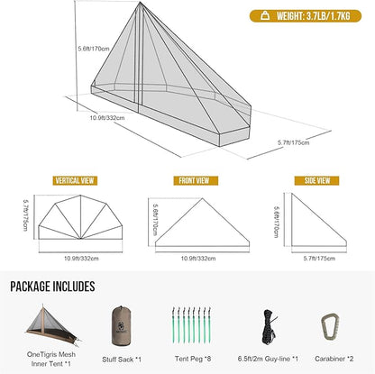 OneTigris Rock Fortress Hot Tent with Stove Jack, 4 Season, 4-6 Person Tipi for Camping, Backpacking, Hunting, Fishing - Waterproof, Wind-Proof