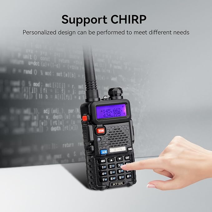 Retevis RT-5R Dual Band Two Way Radio,Ham Radios,with Shoulder Mic,Emergency Alarm,1400mAh Battery,Long Range Walkie Talkies for Amateur Camping Hunting (2 Pack)