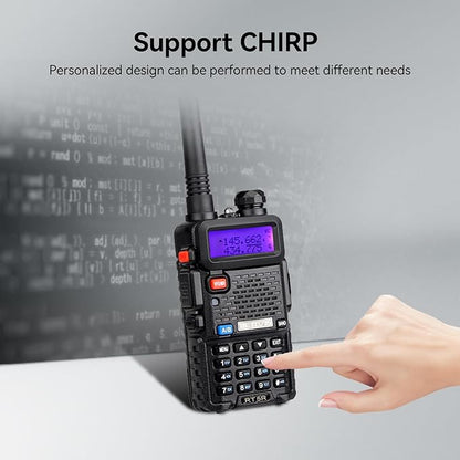 Retevis RT-5R Dual Band Two Way Radio,Ham Radios,with Shoulder Mic,Emergency Alarm,1400mAh Battery,Long Range Walkie Talkies for Amateur Camping Hunting (2 Pack)