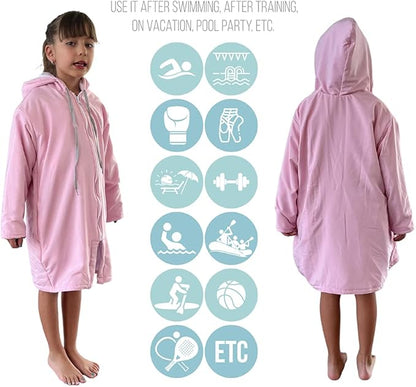 MACAR sport TOWEL swimming parka, waterproof fabric on the outside, dry jacket for kids and adults