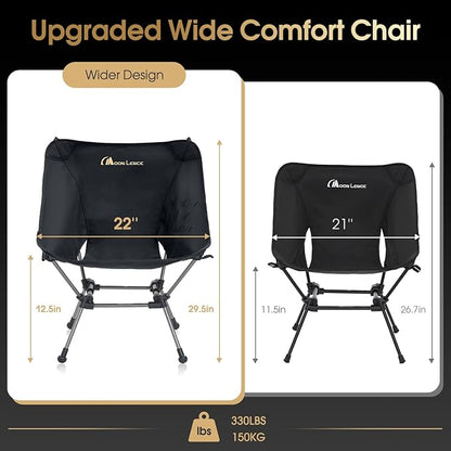 MOON LENCE Camping Chair Plus, Upgraded Comfort & Size, Still Compact and Lightweight, Folding Portable Chair for Backpacking & Hiking, 330Lbs Capacity, Gen 3 Plus (Grey (Plus))
