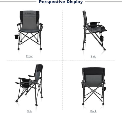 Camping Chair Folding Portable Lawn Chair 2 Pack Comfortable Hard Arm Sturdy for Family Camp, Outdoor, Sports, Beach, Travel, Grey, Supports 300 lbs