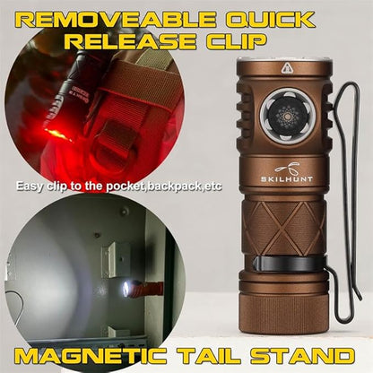 EC200S-Mini 2100+570 lumens Dual Channel Powerful EDC USB-C Rechargeable LED Flashlight - Lightweight, Compact Pocket light Camping Hiking Running Waterproof Outdoor (Cool White 6500K, Black)