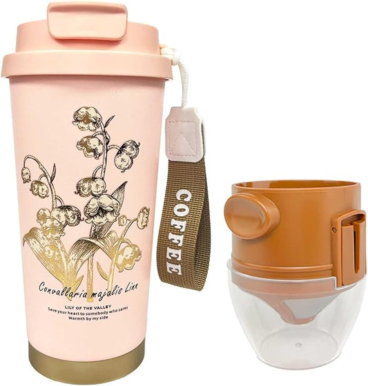 ZK&HX LIFE 17oz Camping Coffee Makers with Ceramic Coating,Camp Pour Over Coffee Maker Set,Portable Coffee Kit for Travel Camping,Insulated Coffee&Tea Mug,Tea Infuser Mug for Loose Leaf Tea