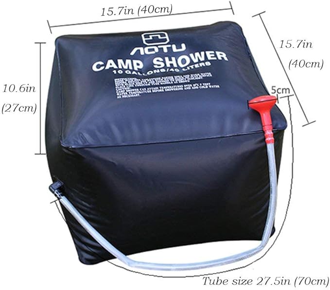 LUOOV Solar Shower Bag,Solar Heating Premium Camping Shower Bag with Removable Hose Shower Head for Climbing Hiking Fishing Hunting Beach Trips 5 gallons/20L 10 Gallons/40L