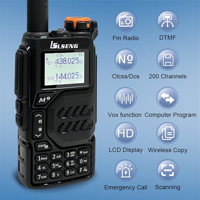 UV-K5 Long Range Portable Amateur Walkie Talkie 200Ch 5W Air Band Dual Band VHF UHF DTMF FM Scrambler Emergency Weather NOAA Wireless Frequency Copy Ham Handheld Two Way Radio(1 Pack)