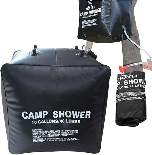 LUOOV Solar Shower Bag,Solar Heating Premium Camping Shower Bag with Removable Hose Shower Head for Climbing Hiking Fishing Hunting Beach Trips 5 gallons/20L 10 Gallons/40L