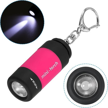 PATIKIL 2.1" Mini Rechargeable LED Keychain Flashlight, EDC Portable Small Torch with USB Charging for Everyday Carry, Bright Pink