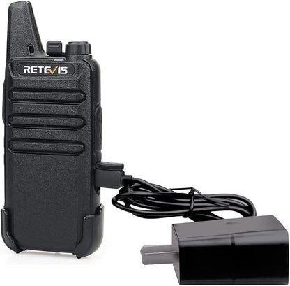 Retevis RT22 2 Way Radios Walkie Talkies,Rechargeable Long Range Two Way Radio,16 CH VOX Small Emergency 2 Pin Earpiece Headset,for School Retail Church Restaurant (Packed in Pairs with 5 Boxes)
