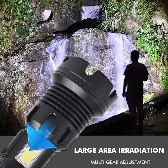 Rechargeable Flashlights Long Rang Zoom Adjustable Rechargeable XHP90 LED Flashlight Torch Waterproof LED Flash Light with Power Bank Function - Camping Essentials