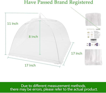 (6 Pack) Pop-Up Outside Picnic Mesh Food Covers Tent Umbrella for Outdoors and Camping Food Net Cover Keep out Flies Mosquitoes Ideal for Parties BBQ, Reusable and Collapsible 17 x 17inches