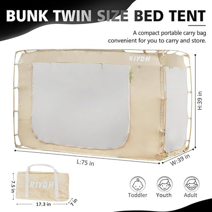 Bed Tent Bed Canopy BunkTwin Size Tents for Adult and Kids- Original Design Portable Dream Tent Indoor Sleeping Tents 80% Blackout with 3 Doors Breathable Big Space Tents