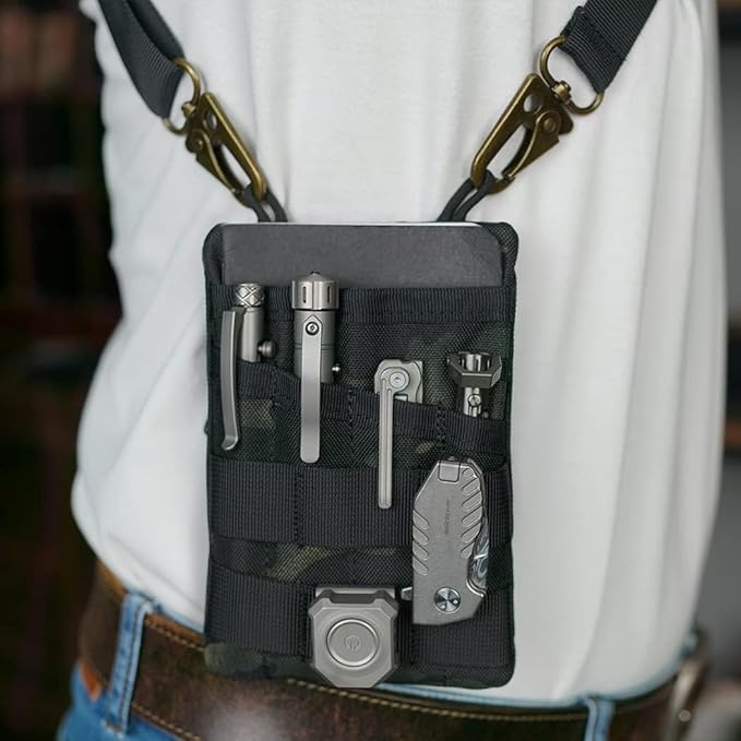 VIPERADE VE4 Tool Pouch, Nylon Pocket Organizer with 2 Pockets and 4 Small Tool Storage EDC Gears, Best Gift to Keep Organized, Hold Your Flashlight/Pocket Knife, Tactical Pen, Notebook