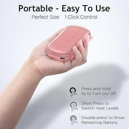 8000mAh Hand Warmers Rechargeable, Portable Electric Handwarmers, Double-Sided Heating USB Pocket Heater Therapy Great for Raynauds, Hunting, Golf, Camping, Women Mens Gifts