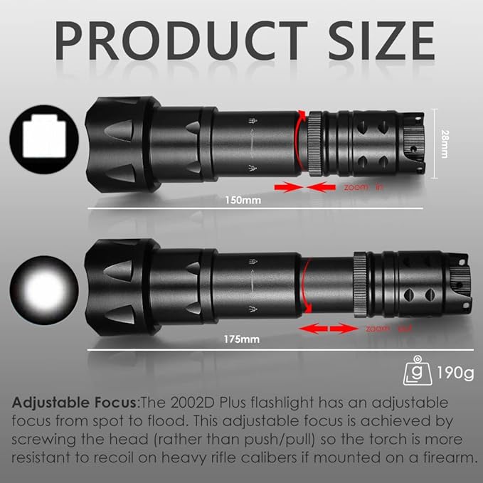 UniqueFire 2002D Vcsel 850nm IR Illuminator Flashlight Lights for Night Vision,Fresnel Lens Zoomable Infrared Illuminator IR Spotlight,Rapid Dimmer Switch, Max Lighting 1000M