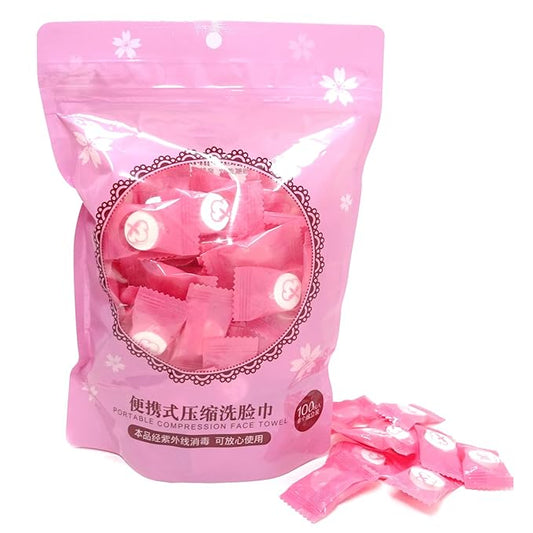 Honbay 100PCS Disposable Portable Compression Face Towel Cotton Washcloth for Travel, Home,Camping and other Outdoor Activities