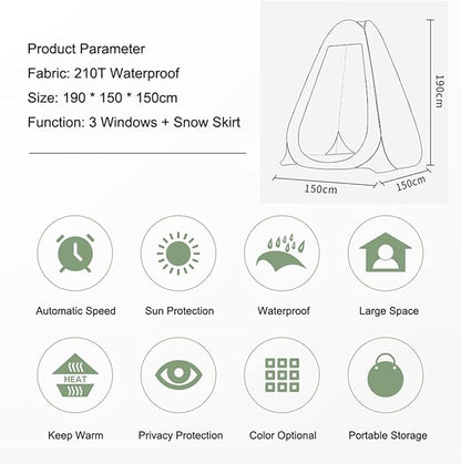 1-2 Person Portable Pop Up Shower Privacy Shelter Tents with 3 Windows, Waterproof UV Protection Picnic Camping Fishing Shelter Tent, Outdoor Dressing Room Beach Isolation Sun Shelter (Green)