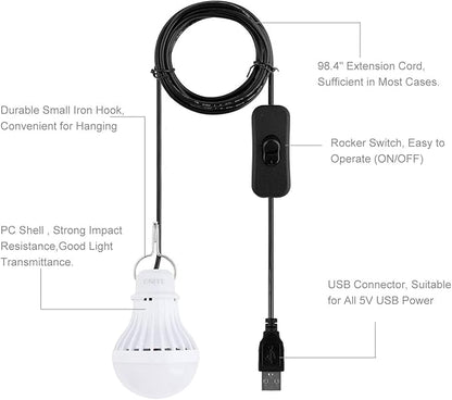 Onite 4-Pack USB LED Light Bulb | 2700K Warm White | Emergency Backup Lighting for Camping, RV, Garage, and Power Outage Preparedness