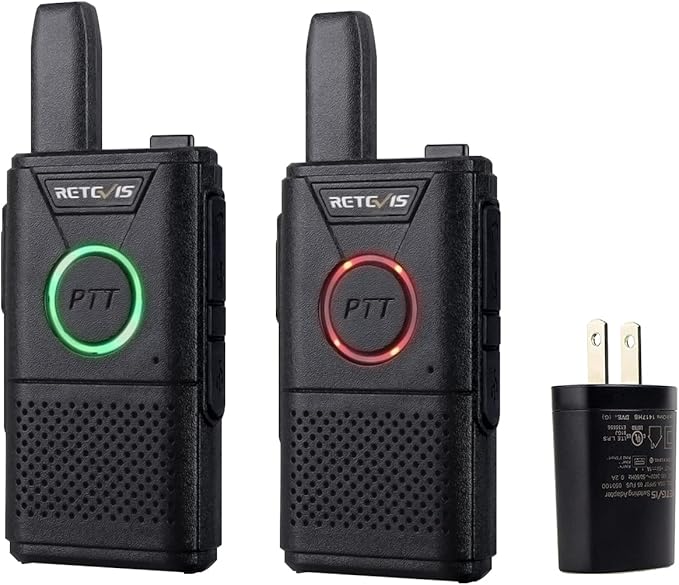 Retevis RT18 Rechargeable Walkie Talkies,Portable FRS Two-Way Radios,Dual PTT,Metal Clip,Small Mini Walkie-Talkie for Seniors Skiing Gift Family Camping Elderly(2 Pack)