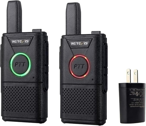 Retevis RT18 Rechargeable Walkie Talkies,Portable FRS Two-Way Radios,Dual PTT,Metal Clip,Small Mini Walkie-Talkie for Seniors Skiing Gift Family Camping Elderly(2 Pack)