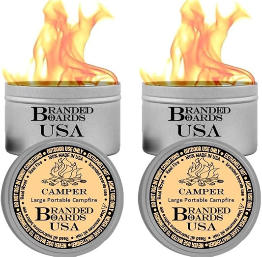 | Made in USA | Portable Mini Bonfire Campfire in a Can | Reusable & up to 5 Hours of Burn Time | Picnics Parties S'Mores Gifts Bushcraft Camping Survival Emergencies