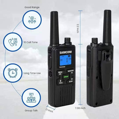 SAMCOM FRS Two Way Radios Rechargeable Walkie Talkies for Adults, 2 Way Radios Long Range 22 Channels VOX Hands Free Emergency Group Call,Portable 1250mAh with USB Charger/NOAA/Flashlight (2 Pack)