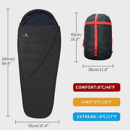 Mountainlodge Balance Sleeping Bag for Adult,Cold&Warm Weather with Compression Sack and Water Resistant for Family Camping,Travel and Car Camping