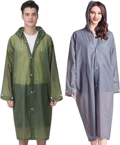 Rain Ponchos Raincoats for Adults Women Men, Reusable 2 Pack Rain Jacket Coats with Hood for Family Disney Camping Hiking